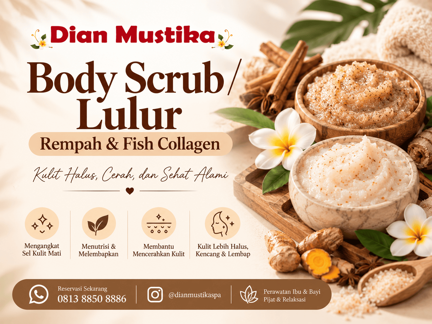 Body Scrub / Lulur Rempah dan Fish Collagen: Perawatan Tubuh untuk Kulit Lebih Terawat